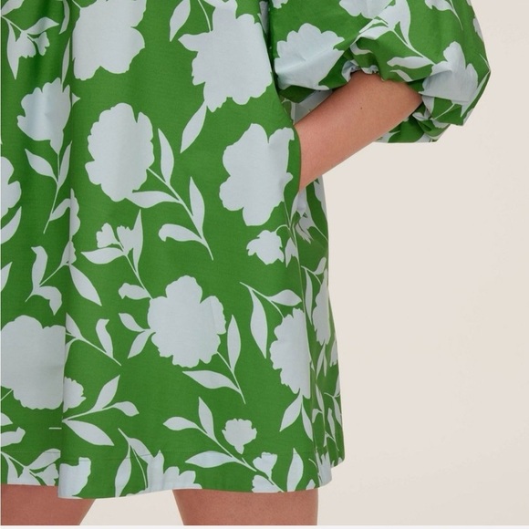 Kate Spade X Target Rose Poplin Green Long Sleeve Mini Dress Size Large NWOT - Picture 3 of 10